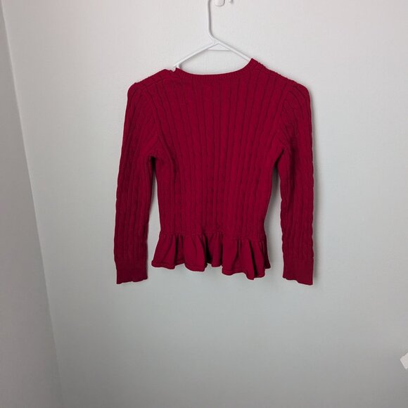 Ralph Lauren Girl's Red Flared Waist Button Up Sweater, 12/14 Large - Picture 4 of 6